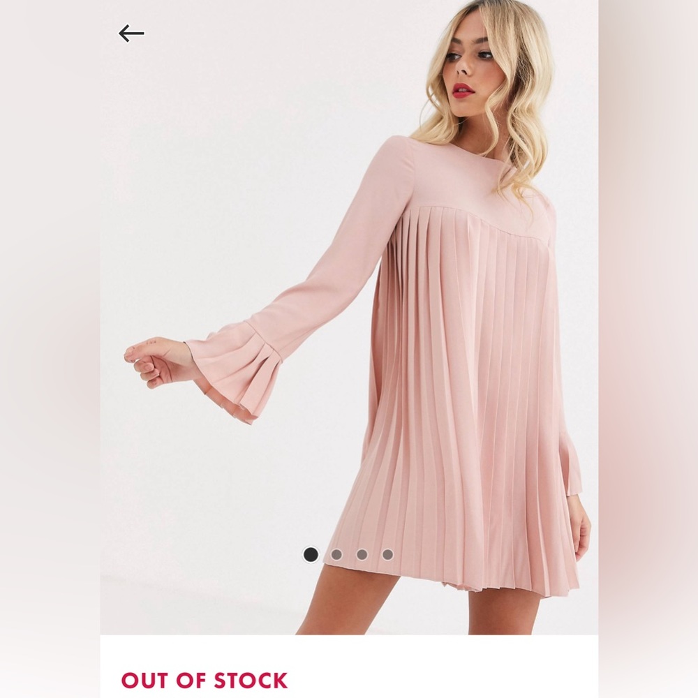 ASOS Design trapeze mini dress in pink, size 8.
